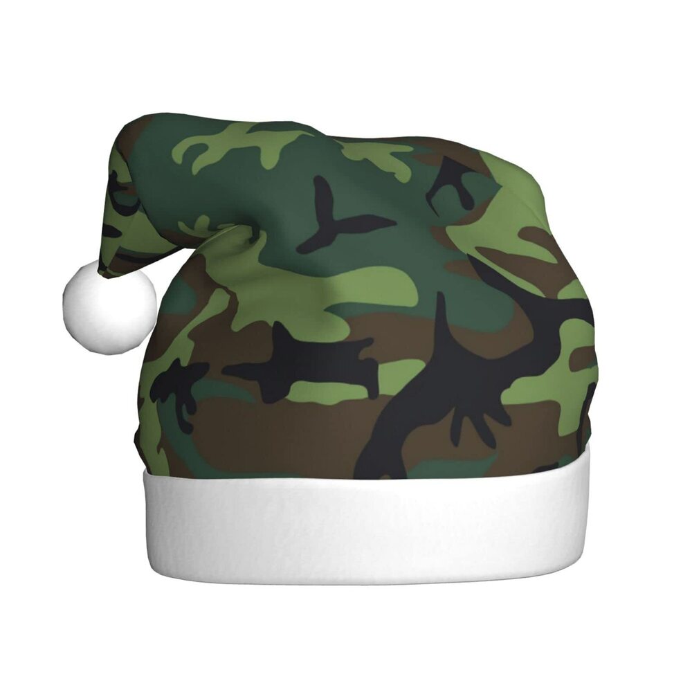 8088 Camo Plush Santa Hat Unisex Christmas Hat With Comfort Lining&Plush